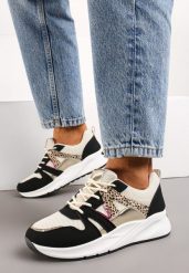 Czarno-Beżowe Sneakersy z Metalicznymi i Siateczkowymi Wstawkami Dalathe. Czarne obuwie sportowe Born2be, z jeansu, bez zapięcia, trekkingowe. Za 109.99 zł.