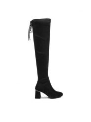 DeeZee Kozaki HX19021-21 Czarny. Czarne kozaki DeeZee, z materiału, bez obcasa, na słupku, bez zapięcia. Za 229.99 zł.