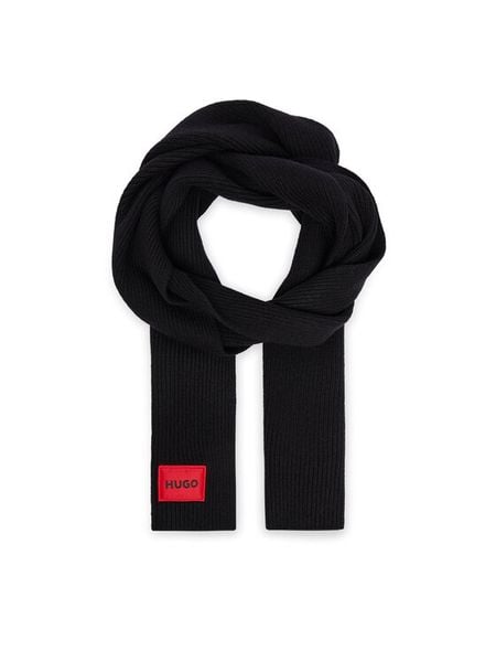 HUGO Szalik Saffa 50502605 Czarny. Czarne rękawiczki Hugo, bez wzorów, z wełny. Za 449.99 zł.
