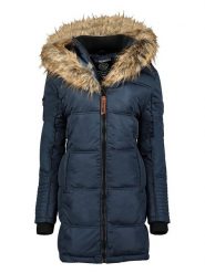 Geographical Norway Płaszcz pikowany "Beautiful" w kolorze granatowym rozmiar: XXL. Niebieskie płaszcze Geographical Norway, xxl, z aplikacjami, bez kaptura. Za 272.31 zł.