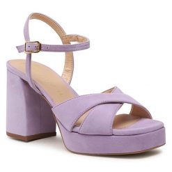 Sandały Unisa. Fioletowe sandały Unisa, bez wzorów, bez obcasa, na słupku, bez zapięcia. Za 379.99 zł.