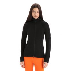 Bluza Turystyczna Damska Icebreaker Merino Quantum ZoneKnit Zip. Czarne bluzy Icebreaker, xs, bez wzorów, z wełny, z kapturem. W wyprzedaży za 636.55 zł.