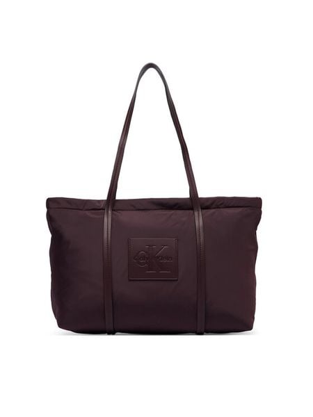 Calvin Klein Torebka Medium Tote LV04F3869G Bordowy. Czerwone shopper Calvin Klein, bez wzorów, z materiału, bez dodatków. Za 404.99 zł.