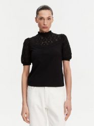 Morgan Bluzka 241-DULIE Czarny Regular Fit. Czarne bluzki Morgan, s, bez wzorów, z bawełny, bez kołnierzyka, bez ramiączek. Za 109.99 zł.