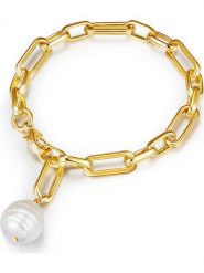Yamato Pearls Pozłacana bransoletka z perłą rozmiar: onesize. Białe bransoletki Yamato Pearls, z perłą, metalowe. Za 267.45 zł.