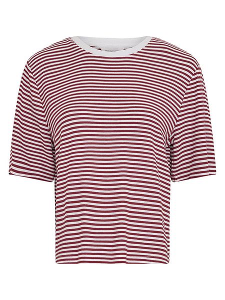 MOSS COPENHAGEN Koszulka w kolorze bordowo-białym rozmiar: L/XL. Czerwone bluzki Moss Copenhagen, l, bez wzorów, bez kołnierzyka, bez ramiączek. Za 119.95 zł.