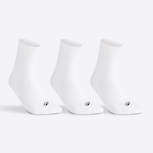 Skarpety sportowe tenis Artengo RS100 High 3 pary. Białe skarpety DECATHLON, bez wzorów, z bawełny. Za 19.99 zł.