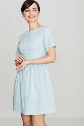 Błekitna Bawełniana Sukienka z Krótkim Rękawem. Niebieskie sukienki Katrus, l, bez wzorów, z bawełny, bez kołnierzyka, bez ramiączek, mini. Za 249.00 zł.