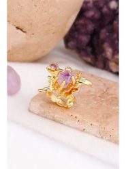 Pierres delicates Pozłacany pierścionek z ametystami rozmiar: onesize. Różowe pierścionki Pierres delicates, z ametystem, pozłacane. Za 52.99 zł.