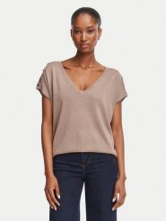 Morgan Bluzka 262-MRINGO Beżowy ciemny Oversize. Brązowe bluzki Morgan, m, bez wzorów, z wiskozy, bez kołnierzyka, bez ramiączek. Za 209.99 zł.