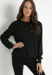 Czarna Bluza Phaelis. Czarne bluzy Born2be, l, bez wzorów, z bawełny, bez kaptura. W wyprzedaży za 33.99 zł.