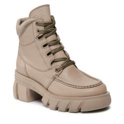Botki Badura. Brązowe botki Badura, bez wzorów, bez obcasa, na słupku, bez zapięcia. Za 449.99 zł.