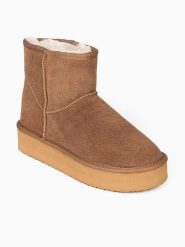 Gooce Skórzane botki zimowe "Thimble" w kolorze jasnobrązowym rozmiar: 36. Brązowe botki Gooce, na zimę, bez wzorów, ze skóry, bez obcasa, na platformie, bez zapięcia. Za 280.95 zł.