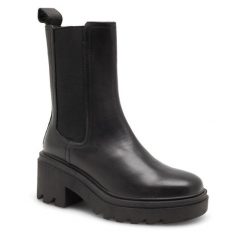 Botki GINO ROSSI. Czarne botki Gino Rossi, bez wzorów, bez obcasa, na słupku, bez zapięcia. Za 349.99 zł.