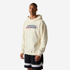 Bluza z kapturem do koszykówki unisex Tarmak NBA Wizards. Białe bluzy KIPSTA, m, bez wzorów, z bawełny, z kapturem. Za 149.99 zł.