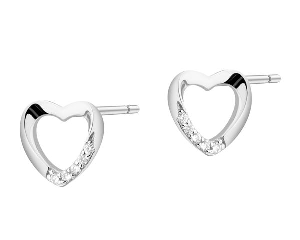 Kolczyki srebrne z cyrkoniami - serca. Szare kolczyki Apart, z cyrkonią, srebrne. Za 74.00 zł.