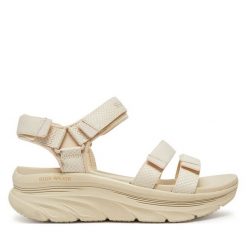 Sandały Skechers. Brązowe sandały Skechers, bez wzorów, bez obcasa, na płaskiej podeszwie, bez zapięcia. Za 219.99 zł.