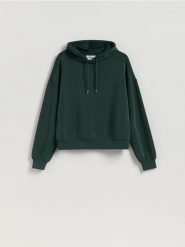 Bluza z modalem - morski. Zielone bluzy Reserved, l, bez wzorów, z dzianiny, bez kaptura. Za 129.99 zł.