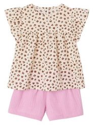 Vertbaudet 2-częściowy zestaw "Camille" w kolorze jasnoróżowo-beżowym rozmiar: 110. Brązowe szorty Vertbaudet, bez wzorów. Za 56.99 zł.
