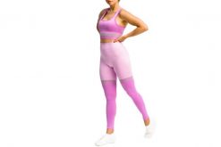 Leginsy fitness damskie Leggins Stripes. Fioletowe legginsy sportowe Gym Hero, l, bez wzorów, z elastanu, na fitness i siłownię. Za 109.99 zł.