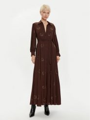 PINKO Sukienka koszulowa 104432 A289 Brązowy Regular Fit. Brązowe sukienki Pinko, bez wzorów, z syntetyku, bez kołnierzyka, bez ramiączek, koszulowe. Za 2,639.00 zł.