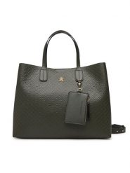 Tommy Hilfiger Torebka Th Icon Satchel Mono AW0AW18923 Khaki. Brązowe torebki klasyczne TOMMY HILFIGER, bez wzorów, ze skóry, bez dodatków. Za 749.99 zł.