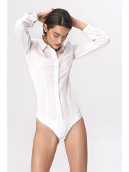 Nife Bluzka-body w kolorze białym rozmiar: 40. Białe bluzki Nife, bez wzorów, z wiskozy, bez kołnierzyka, bez ramiączek. Za 158.10 zł.