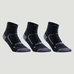 Skarpety sportowe tenis RS900 MID 3 pary. Czarne skarpety ARTENGO, bez wzorów, z bawełny. Za 54.99 zł.