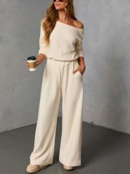 Milan Kiss 2-częściowy zestaw w kolorze beżowym rozmiar: XL. Brązowe spodnie materiałowe Milan Kiss, na co dzień, xl, bez wzorów, z materiału. Za 165.71 zł.