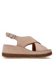 Clarks Sandały Kassanda Step 26177302 Różowy. Czerwone sandały Clarks, bez wzorów, z nubiku, bez obcasa, na koturnie, bez zapięcia. Za 539.99 zł.