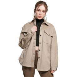 Płaszcz damski duże rozmiary Urban Classics. Zielone płaszcze Urban Classics, bez wzorów, bez kaptura. Za 287.60 zł.