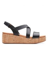 Clarks Skórzane sandały w kolorze czarnym na koturnie rozmiar: 41. Czarne sandały Clarks, bez wzorów, ze skóry, z otwartym noskiem, bez obcasa, na koturnie, bez zapięcia. Za 152.45 zł.