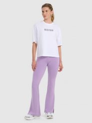 4F Legginsy z rozszerzanymi nogawkami damskie - fioletowe XS. Fioletowe legginsy 4f, xs, bez wzorów, z dzianiny. Za 129.99 zł.