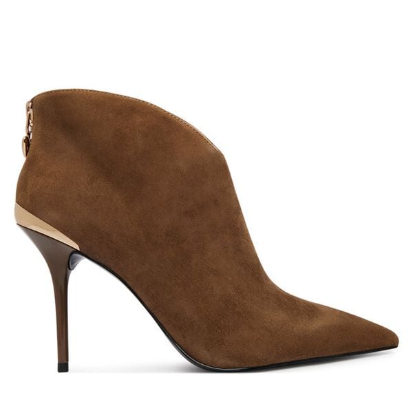 Botki LOVE MOSCHINO. Brązowe botki Love Moschino, bez wzorów, bez obcasa, na szpilce, bez zapięcia. Za 1,339.00 zł.