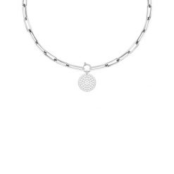 Naszyjnik Łańcuch No.7 z medalikiem z białymi cyrkoniami posrebrzany. Szare naszyjniki Lilou, z cyrkonią, posrebrzane. Za 423.00 zł.