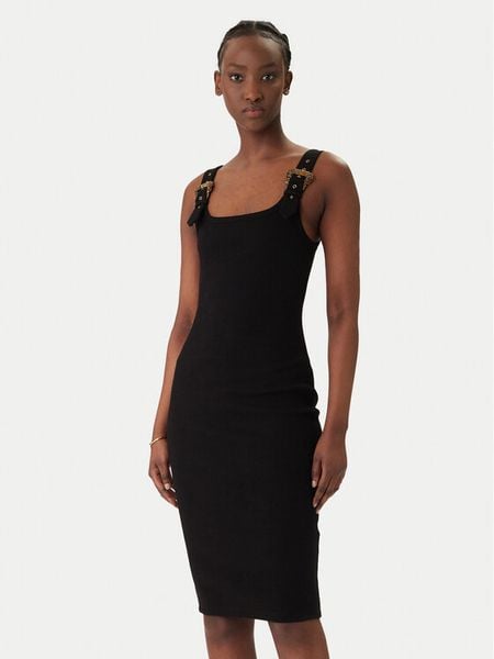Versace Jeans Couture Sukienka codzienna 80HAO943 J0198 Czarny Slim Fit. Czarne sukienki Versace Jeans Couture, na co dzień, bez wzorów, z bawełny, bez kołnierzyka, bez ramiączek, proste. Za 832.99 zł.