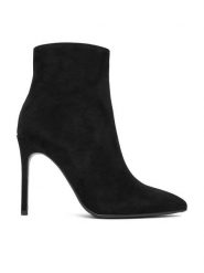 Eva Minge Botki EO-ELAINA-E123-02B Czarny. Czarne botki Eva Minge, bez wzorów, ze skóry, bez obcasa, na szpilce, bez zapięcia. Za 429.99 zł.