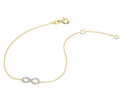Bransoletka z żółtego złota diamentami - nieskończoność - 0,08 ct - próba 585. Żółte bransoletki Apart, z diamentem, złote. Za 1,619.00 zł.