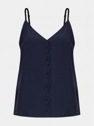 NAF NAF Top Ilina C1 YHNC26 Granatowy Regular Fit. Niebieskie topy NAF NAF, bez wzorów, z wiskozy, bez kołnierzyka, bez ramiączek. Za 69.99 zł.