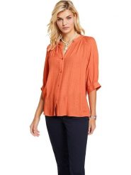 Heine Bluzka w kolorze pomarańczowym rozmiar: 42. Pomarańczowe bluzki Heine, bez wzorów, z wiskozy, bez kołnierzyka, bez ramiączek. Za 91.34 zł.