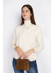 ASSUILI 2-częściowy zestaw w kolorze kremowym rozmiar: 34. Brązowe golfy Assuili, bez wzorów, z kaszmiru, bez ramiączek. Za 162.87 zł.