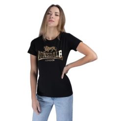 Koszulka damska Lonsdale Bantry. Czarne koszulki sportowe Lonsdale, bez wzorów, bez ramiączek, na fitness i siłownię. Za 136.00 zł.