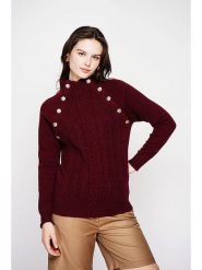 C& Jo Sweter w kolorze bordowym rozmiar: 40. Różowe swetry C& Jo, bez wzorów, ze splotem, bez ramiączek. Za 143.99 zł.