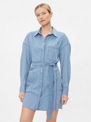 Tommy Jeans Sukienka jeansowa DW0DW17421 Niebieski Regular Fit. Niebieskie sukienki Tommy Jeans, s, bez wzorów, z bawełny, bez kołnierzyka, bez ramiączek. Za 339.99 zł.