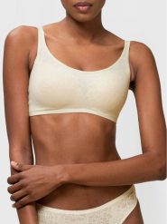 Triumph Biustonosz top Fit Smart 10202460 Beżowy. Brązowe biustonosze Triumph, bez wzorów, z syntetyku, bez kołnierzyka, bez ramiączek. Za 139.99 zł.