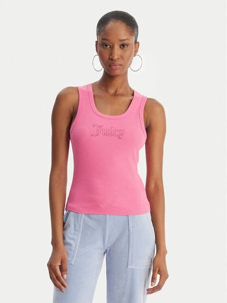Juicy Couture Top Thin Strap JCWLV126308 Różowy Slim Fit. Czerwone topy Juicy Couture, m, bez wzorów, z bawełny, bez kołnierzyka, bez ramiączek. Za 87.99 zł.