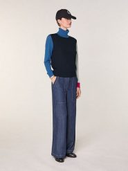 Rodier Wełniany sweter w kolorze czarno-niebiesko-szarym rozmiar: S. Czarne golfy Rodier, s, bez wzorów, z wełny, bez ramiączek. Za 252.99 zł.