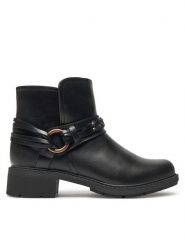 Clarks Botki Hearth Kaylie 26179613 Czarny. Czarne botki Clarks, bez wzorów, ze skóry, bez obcasa, na płaskiej podeszwie, bez zapięcia. Za 499.99 zł.