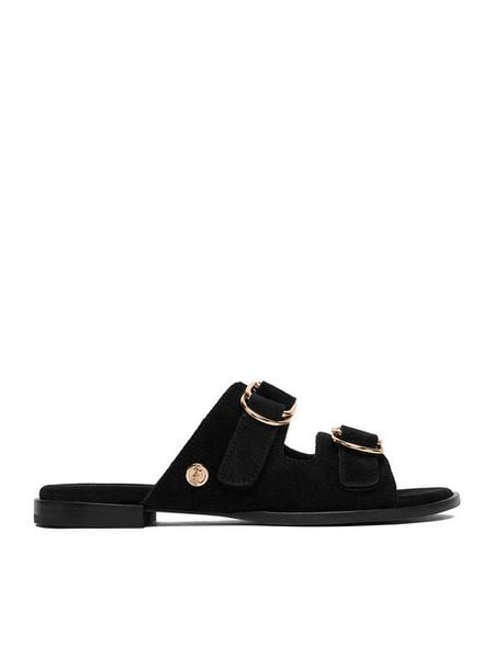 U.S. Polo Assn. Klapki EO-KATYA001W/6S1 Czarny. Czarne klapki U.S. Polo Assn., bez wzorów, ze skóry, bez obcasa. Za 136.99 zł.