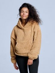 Bluza z kapturem Fluffy - damska - na cztery pory roku - Teddy - Ciepły piasek. Brązowe bluzy POEDERBAAS, xl, bez wzorów, z materiału, z kapturem. Za 199.42 zł.